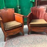 Lounge chairs and ottoman attributed to Otto Schultz for Boet AB, Sweden, 1930s, set of 3