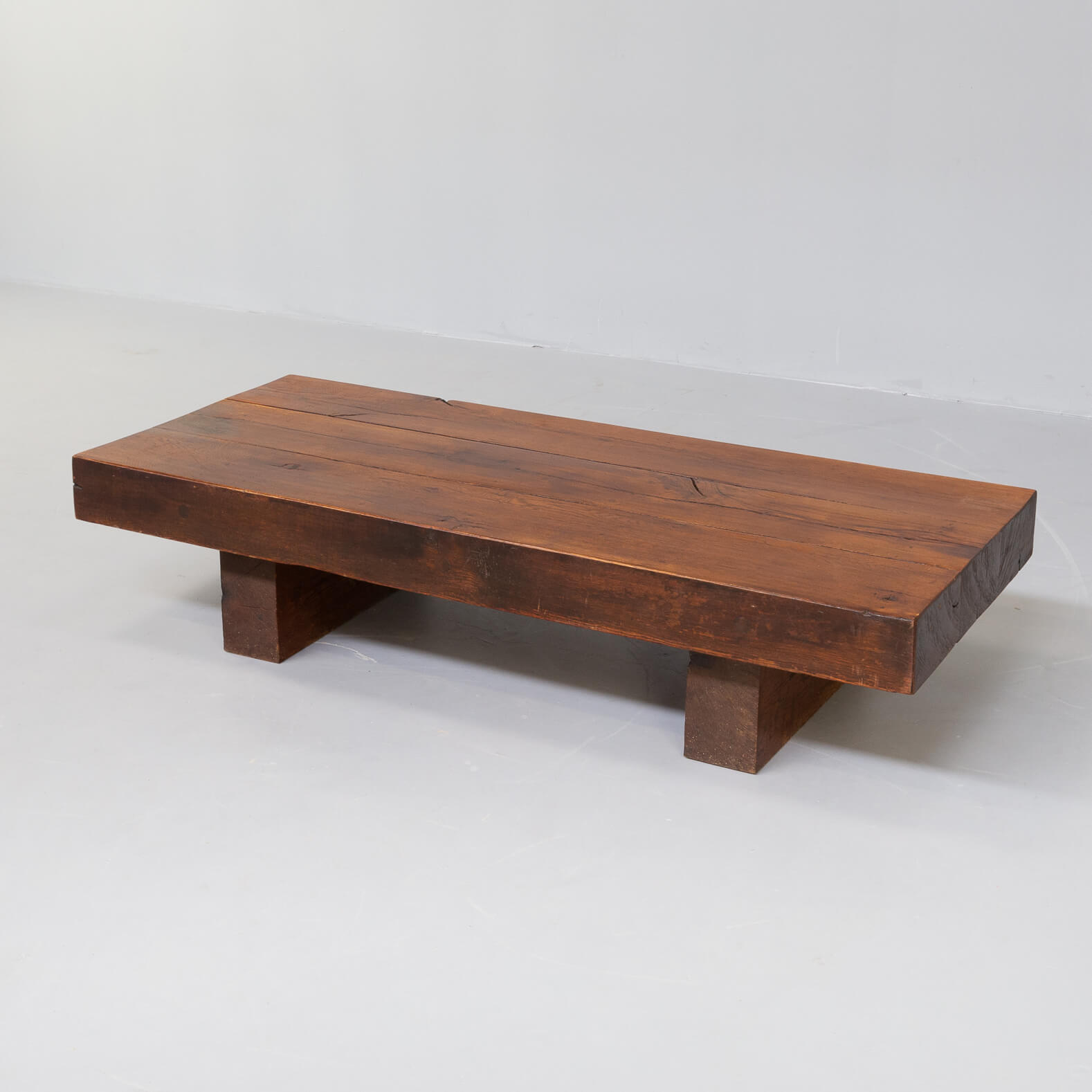 70s massive oak brutalist coffee table