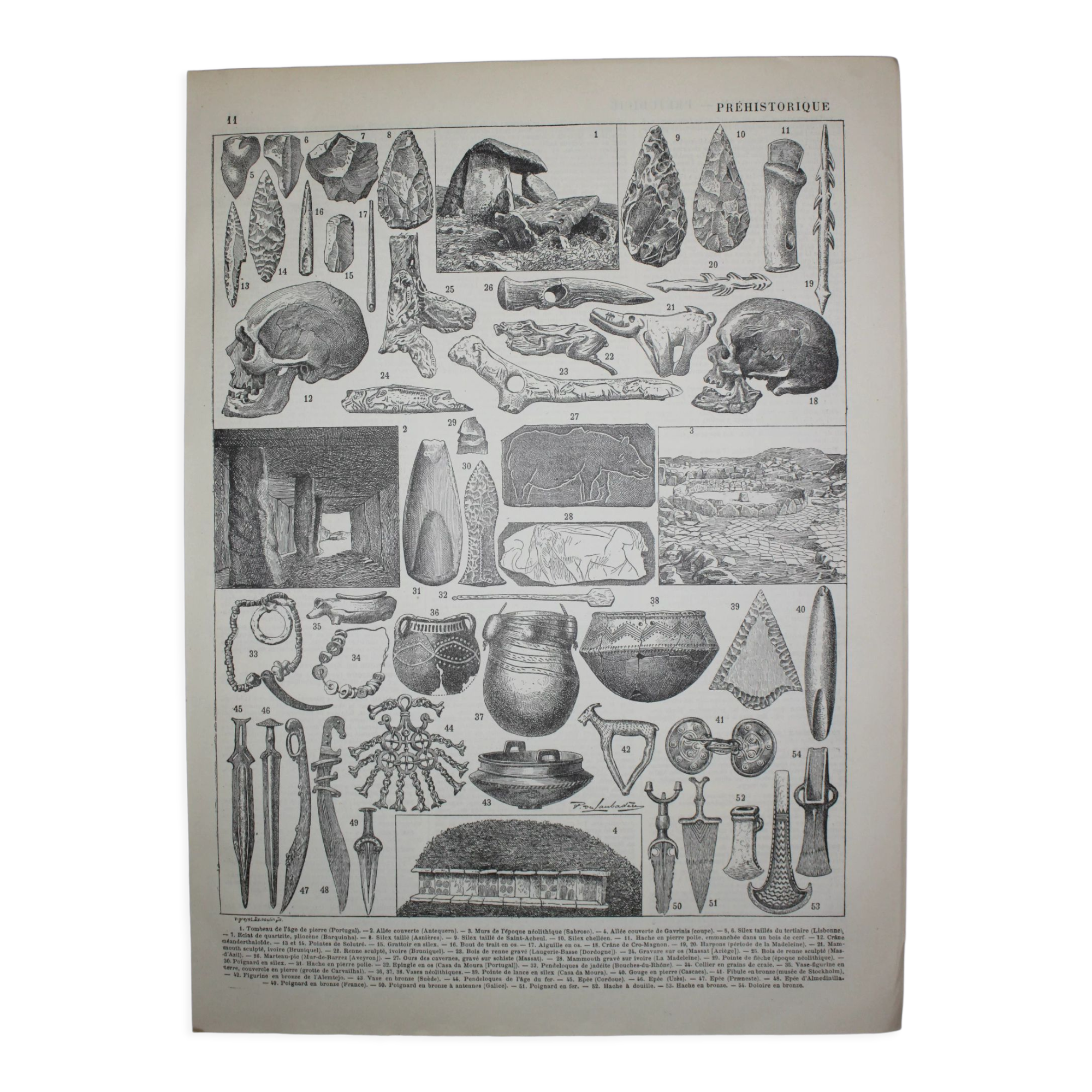 Lithograph • Prehistory, archaeology • Original engraving from 1898