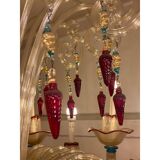 Lustre italien des années 1970 en verre de Murano multicolore avec fleurs