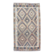 Tapis kilim ancien à losanges géométriques, Dominante bleue et tons nature