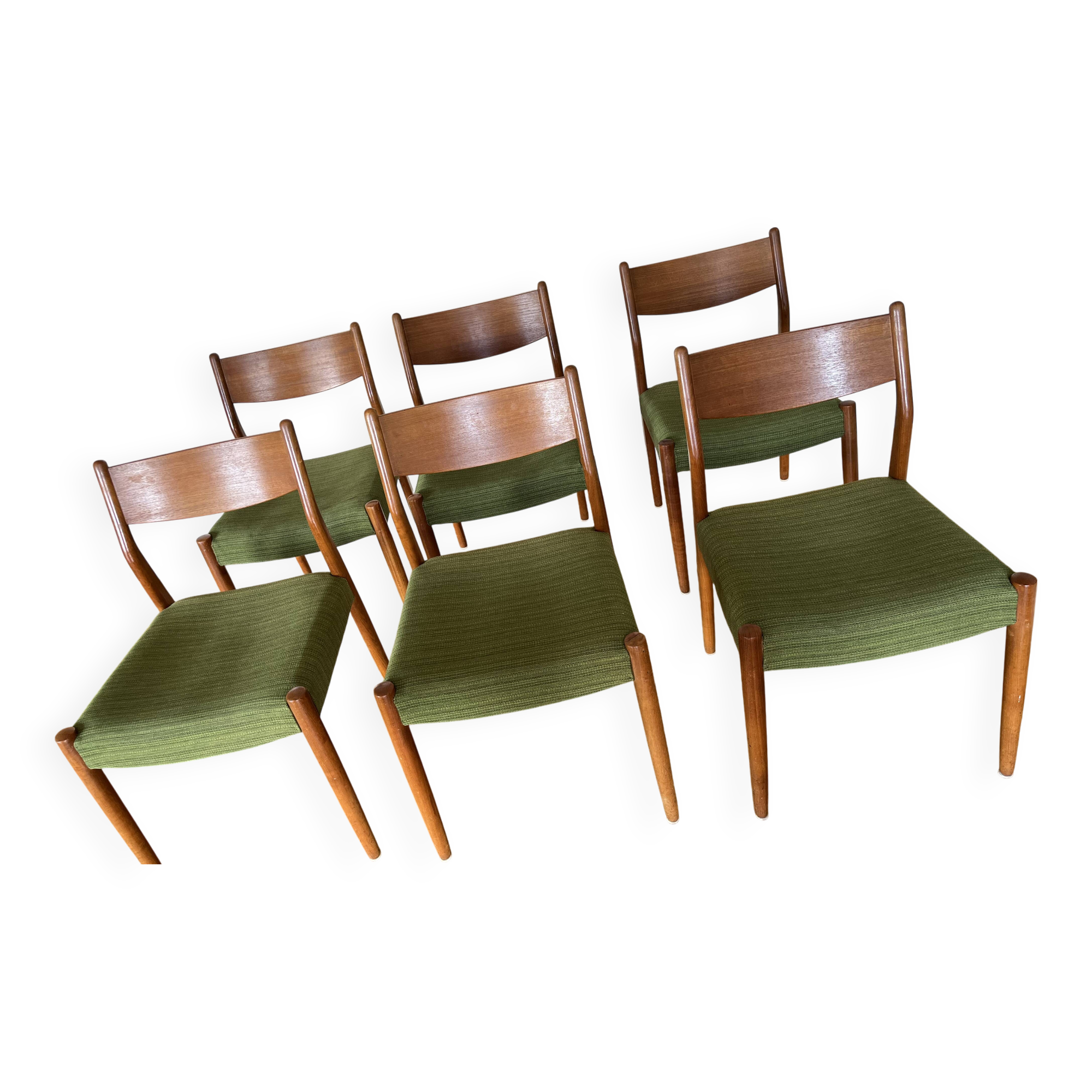 6 chaises en teck massif années 60 de Cees Braakman