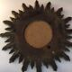 Mirror sun gilded wood leaf, 52 cm double shelving