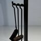 Modernist Fire Necessities in Steel and Brass with Hanging Tools, in the