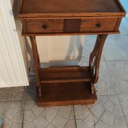 Lyre bedside table, cherry wood, 1960s.