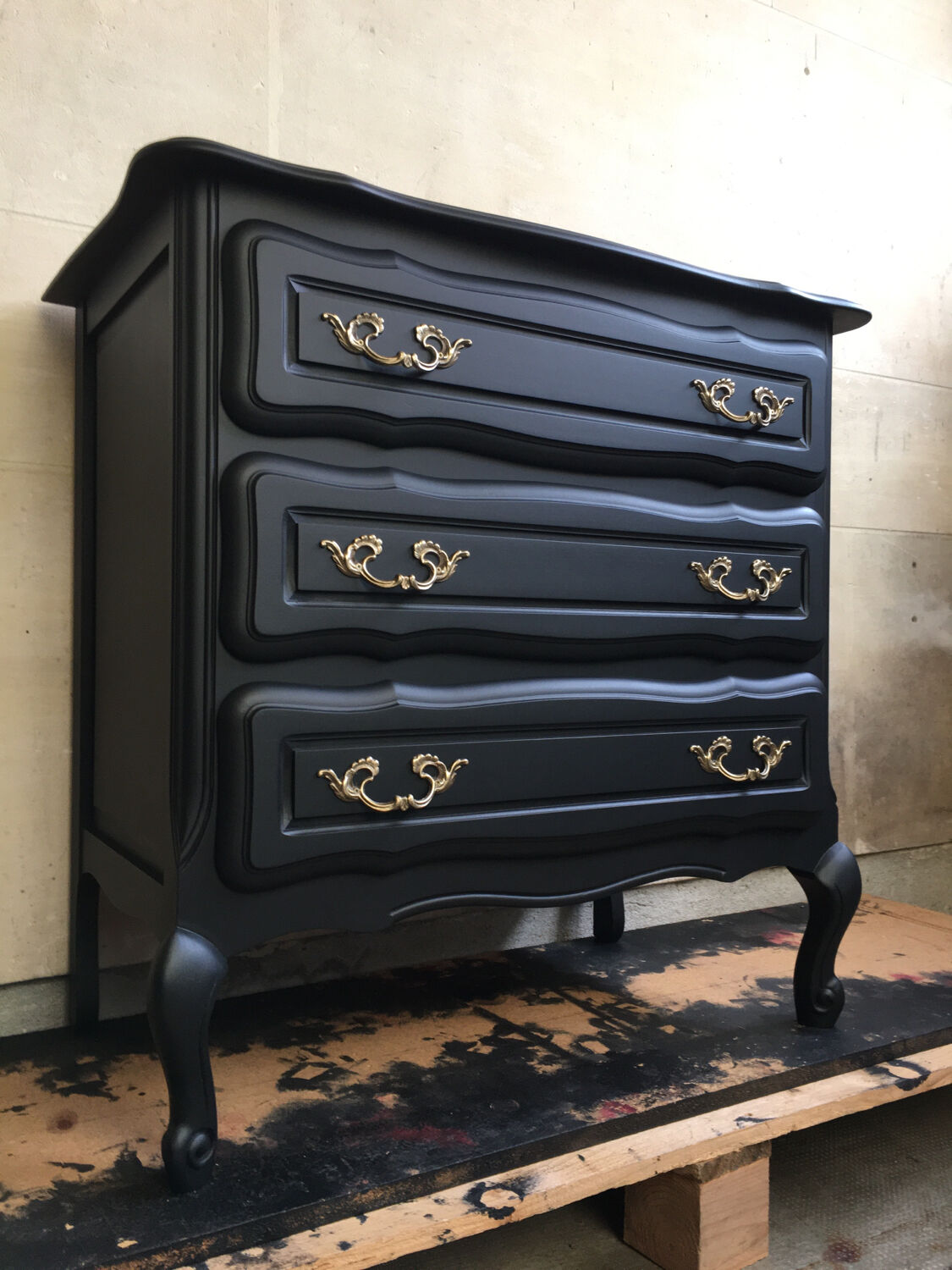 Revamped vintage black chest of drawers