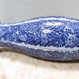 Blue and White Lacquered Ceramic Vase by Laveno Chinoiserie Style, Italy