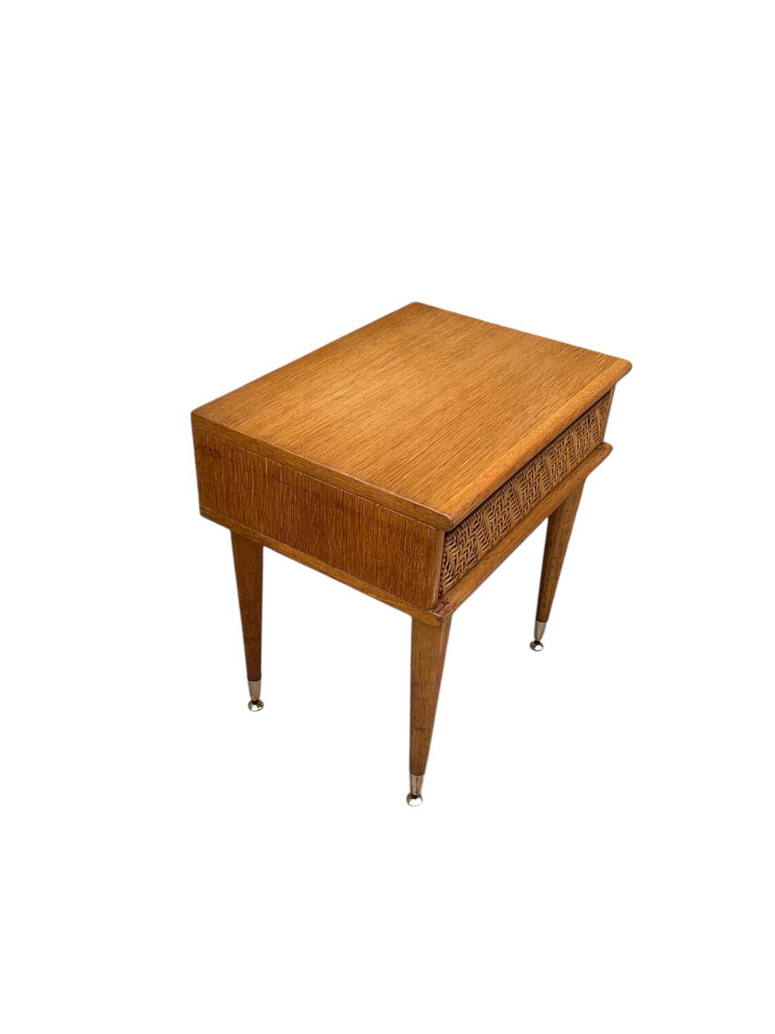 Oak and rattan bedside table