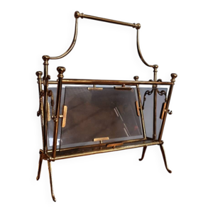 Porte-revues en laiton - verre