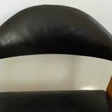 Danish armchair in oak and black leather