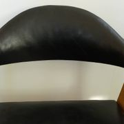 Fauteuil danois en chêne et cuir noir