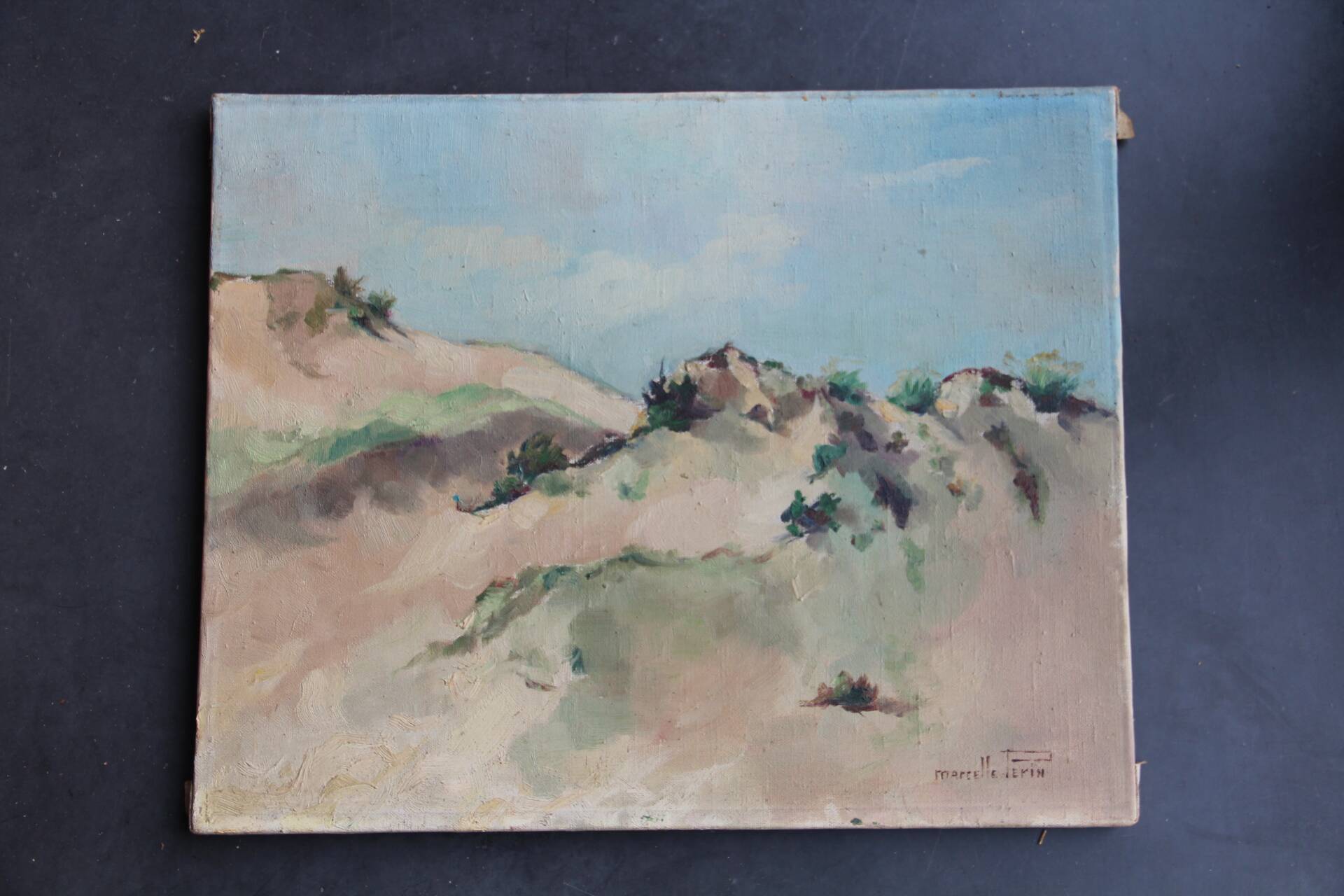 Small oil on canvas "A dune" 40 x 50