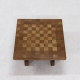 Brutalist Solid Blonde Oak Checkered Coffee Table 1970s