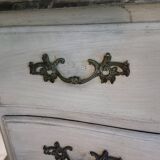 19th century curved chest of drawers with re-engraving