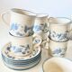 Vintage Staffordshire coffee set – blue grape decor – 1970s