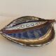 Danish ceramic dish shaped like a leaf.