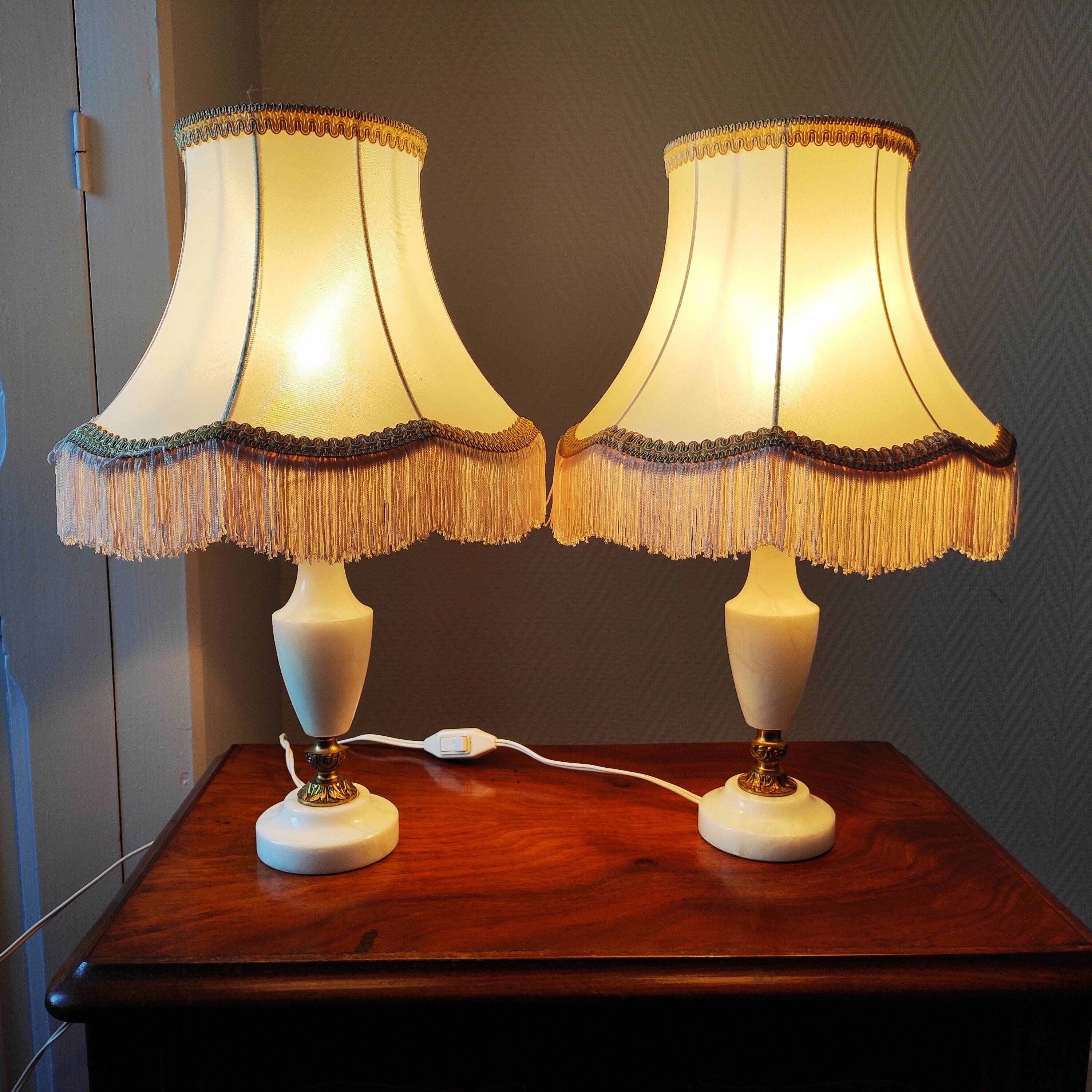 Pair of vintage alabaster lamps