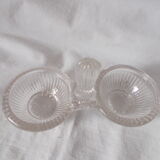 salt pepper trays round molded glass