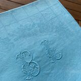 Set of 10 turquoise BL monogram damask napkins
