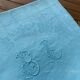 Set of 10 turquoise BL monogram damask napkins