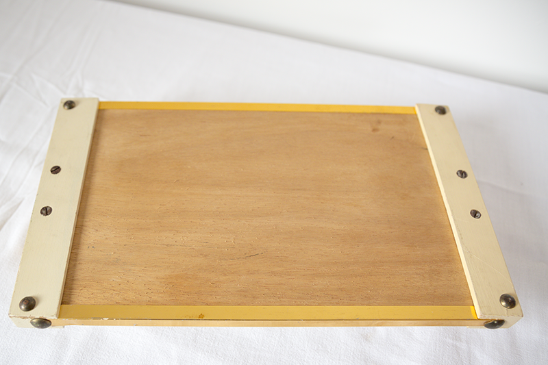 Plateau miroir bois et métal