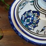 White and blue ceramic tagine dish with oriental patterns