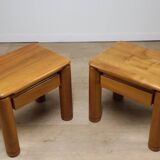 Pair of vintage elm bedside tables, 1970s