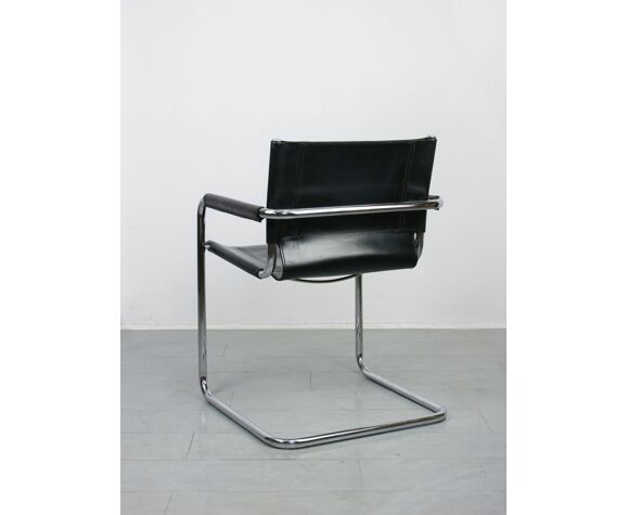 Vintage Leather Mart Stam Cantilever S34 Rare Full Back Selency Vintage Leather Mart Stam Cantilever, Mart Stam Chair Parts