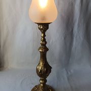 Lampe ancienne bronze doré médaillon tulipe gravé 47 cm décoration intérieure