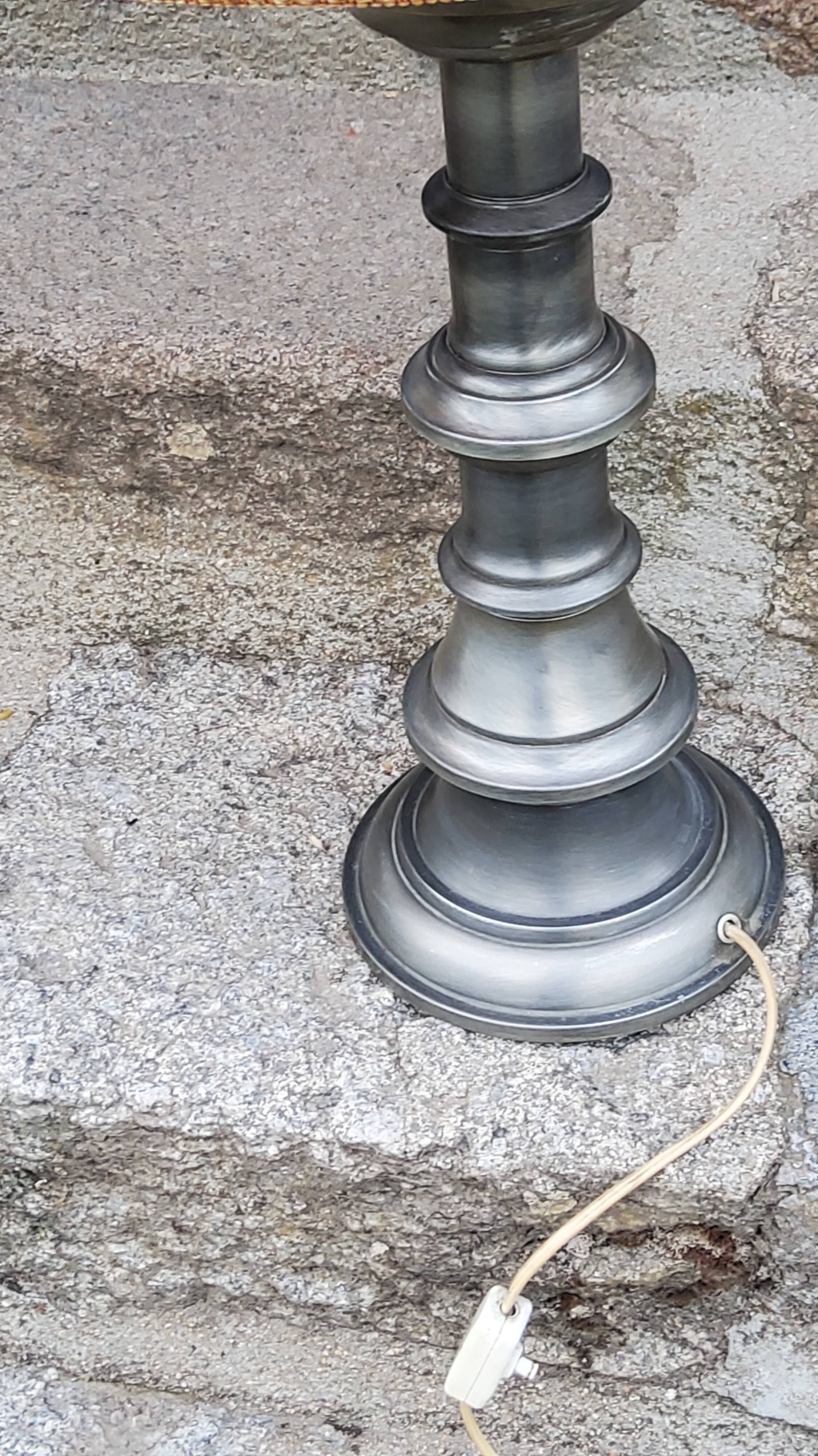 Pair of 70s Kaiser Leuchten lamps in brushed metal with original shades