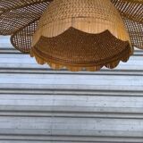 Vintage wicker flower pendant light