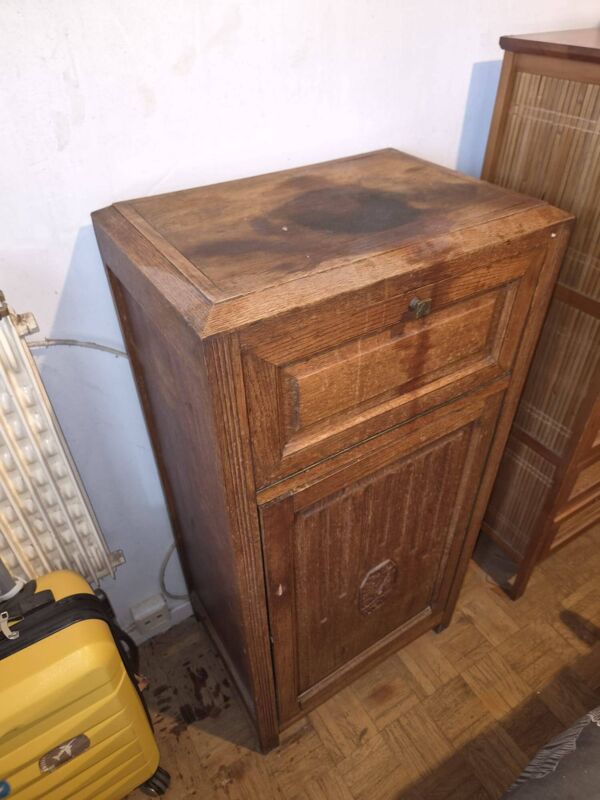 Meuble radio / phonographe Art Déco – chêne massif – années 1930-40