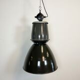 Black Enamel Industrial Lamp from Elektrosvit, 1960s