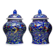 2 pots à gingembre vintage en porcelaine de Chine émaillée