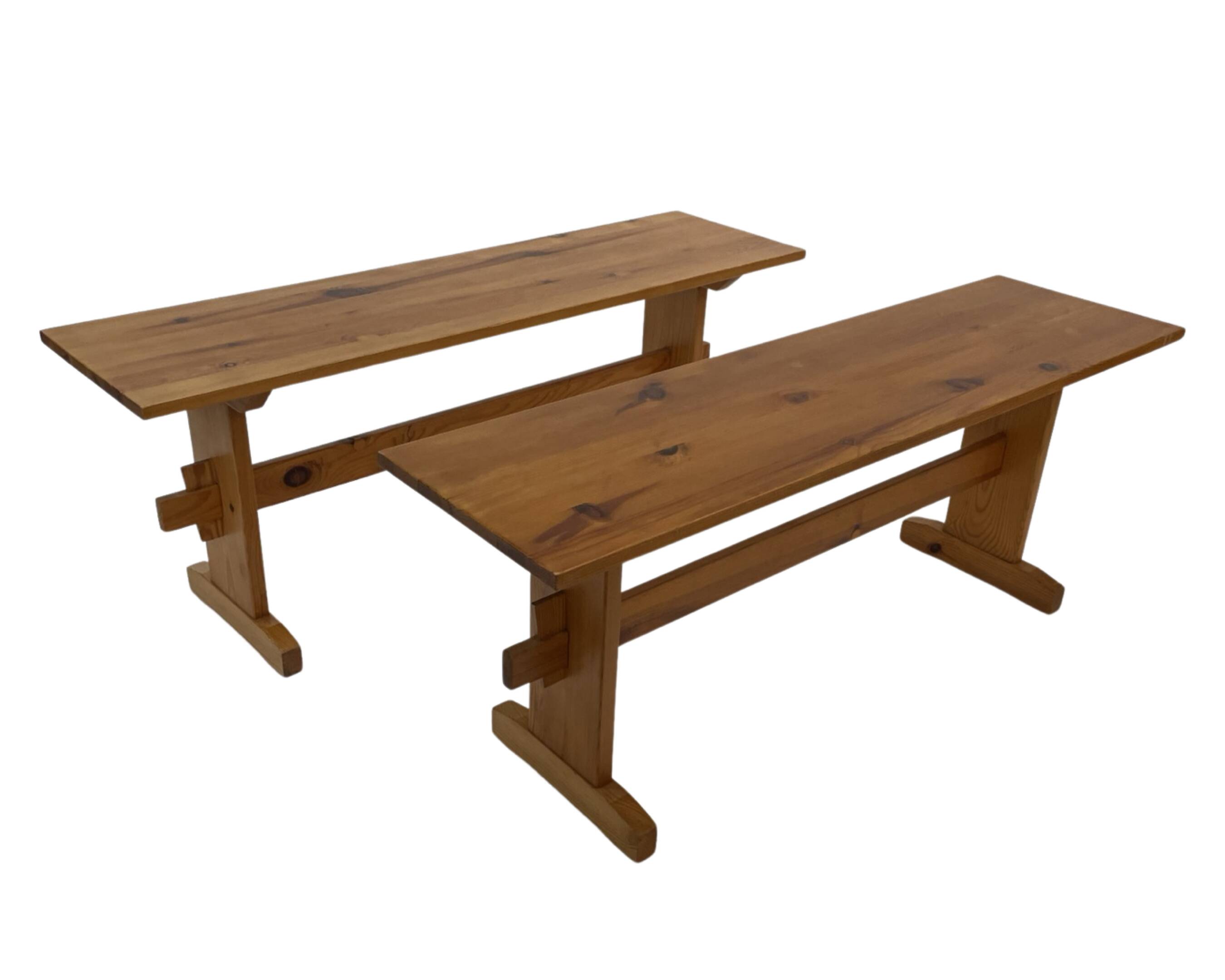 Vintage Scandinavian modern pinewood bench from the 1960's