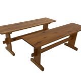 Vintage Scandinavian modern pinewood bench from the 1960's