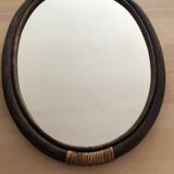Oval rattan mirror