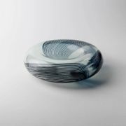 Blue Murano Glass Bowl with Filigree Twist - Vintage Italian Glass Art, 1970s, Table Decor