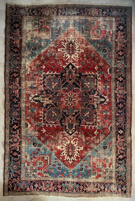 Ancient Heriz Carpet – Cobalt Blue & Indigo – 330 x 218 cm