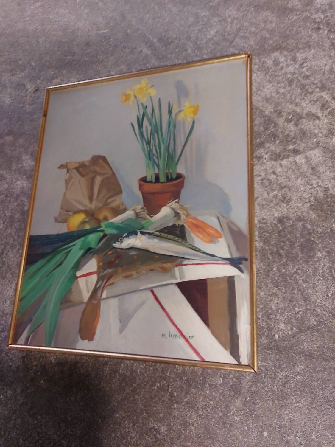 Painting, oil on canvas still life, Michel Mercier