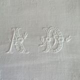 Set of 14 monogrammed damask towels