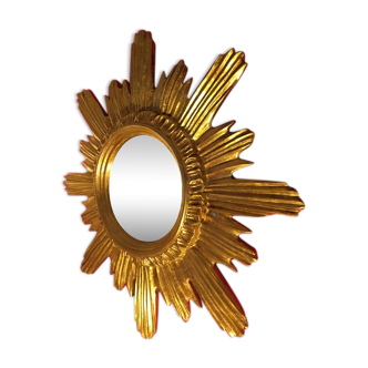 Mirror sun golden wood 42 cm, 1950