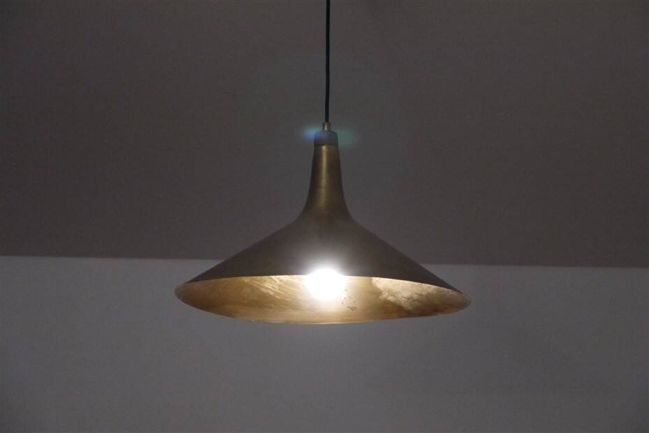 Danish brass and teak pendant lamp 1960