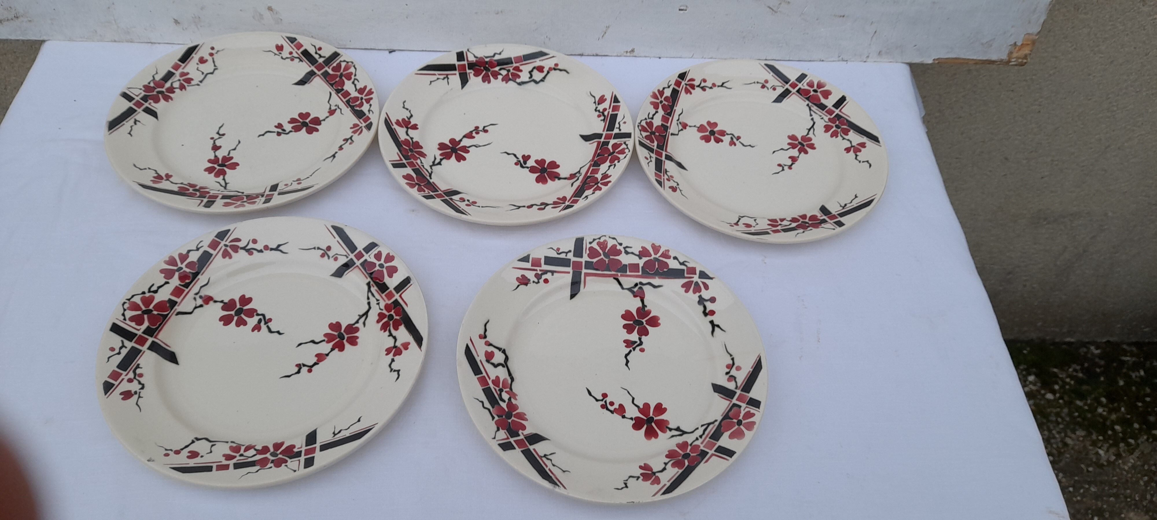 5 earthenware dessert plates Moulin des loups & Hamage model Bagatelle diam 21.5 cm