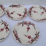 5 assiettes à dessert en faïence Moulin des loups & Hamage modèle Bagatelle diam 21,5 cm