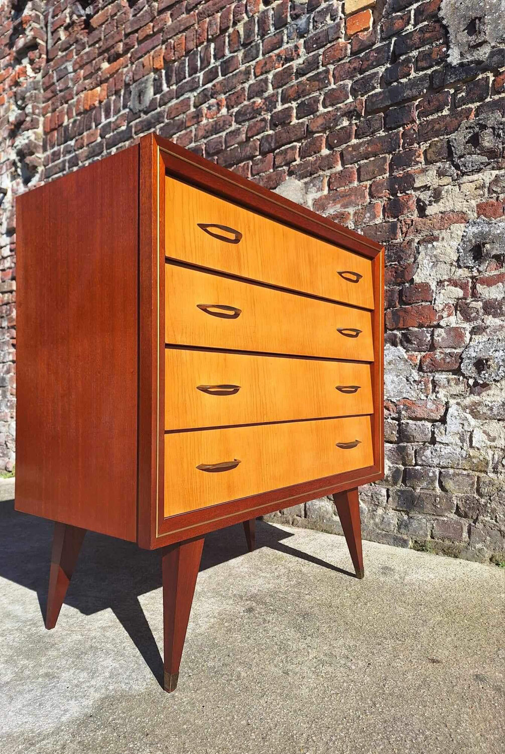 Vintage Chest of Drawers with Compass Feet, Old Furniture
