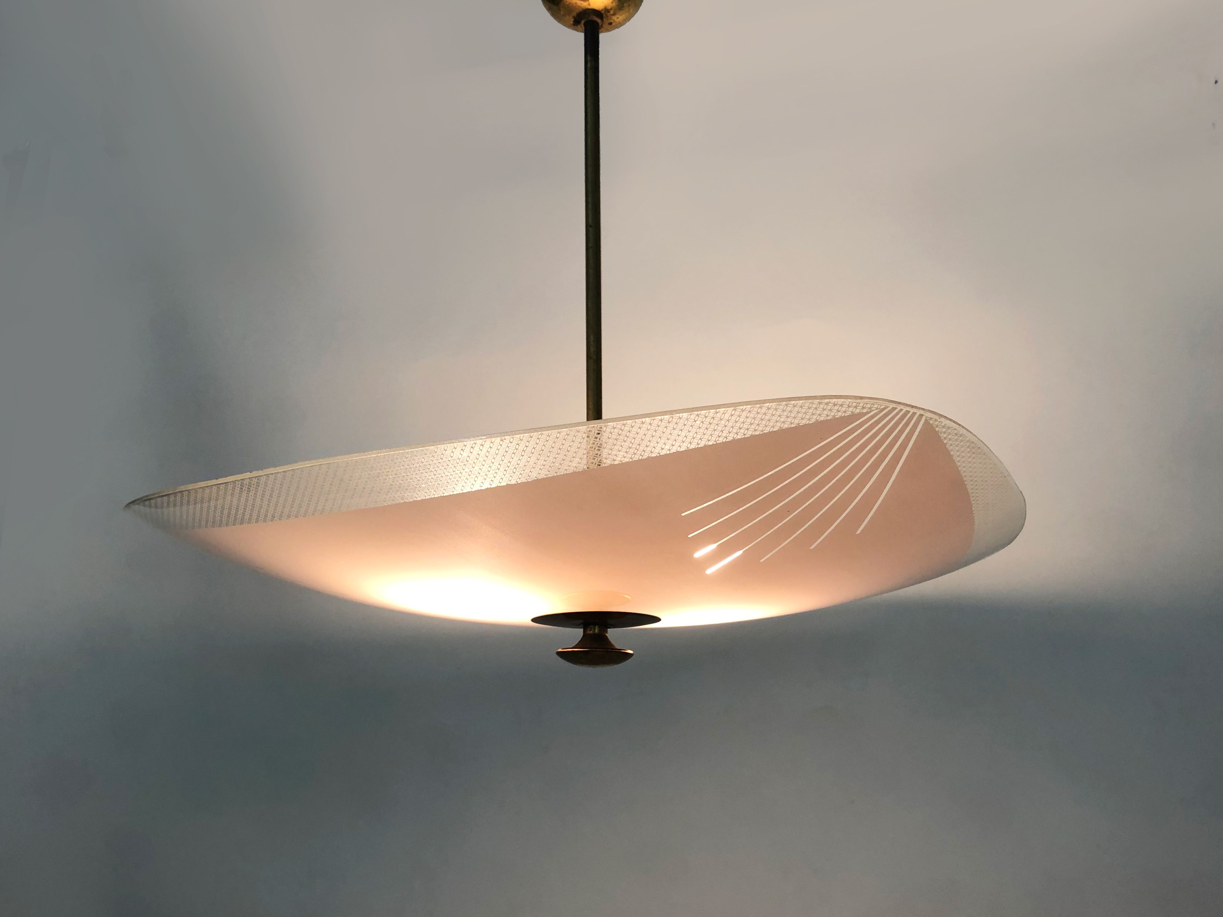 chandelier pale pink painter's palette, modernist suspension year 50