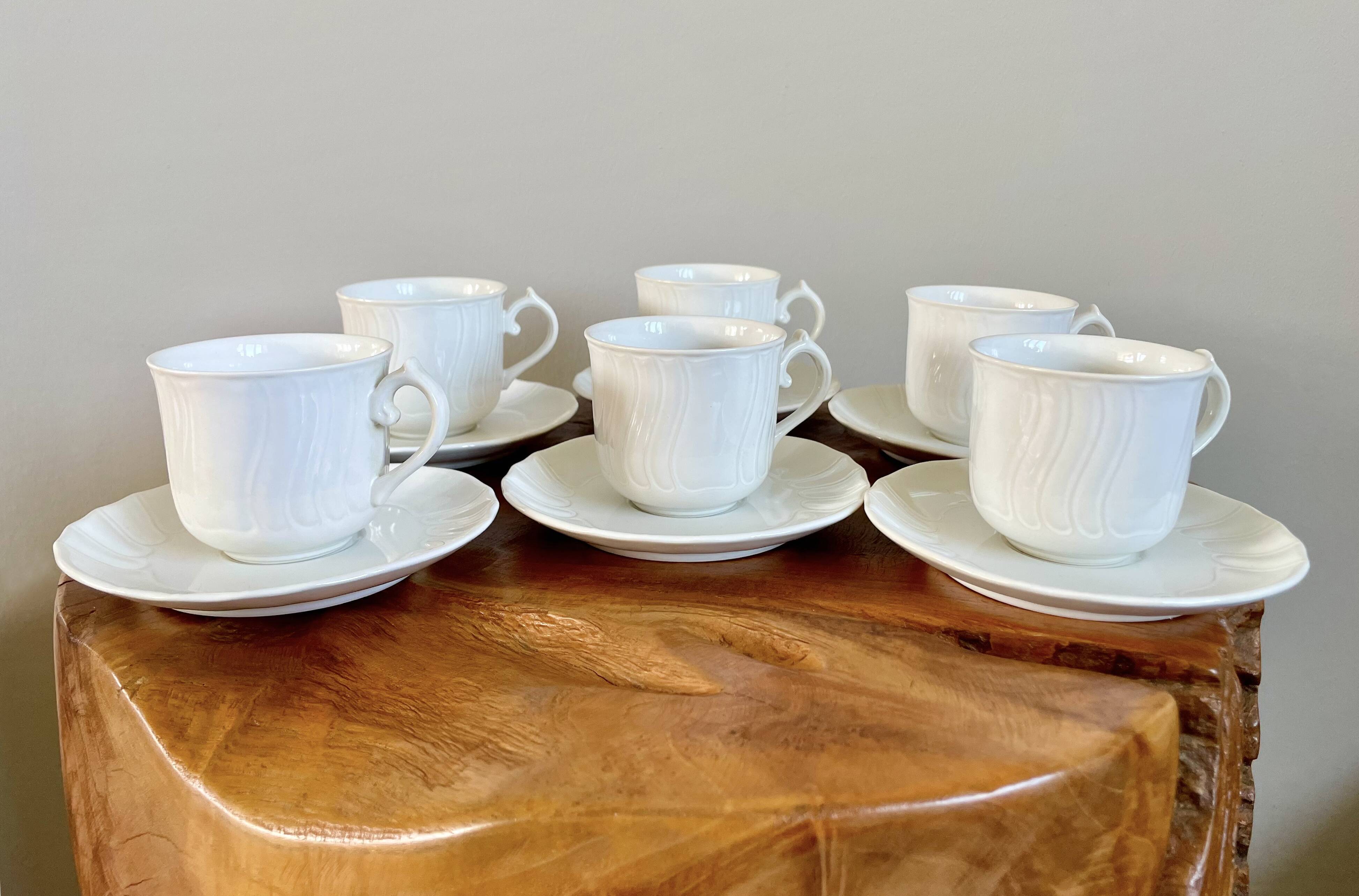 Villeroy & boch espresso or coffee cups with saucers, diamant series from the 1980s