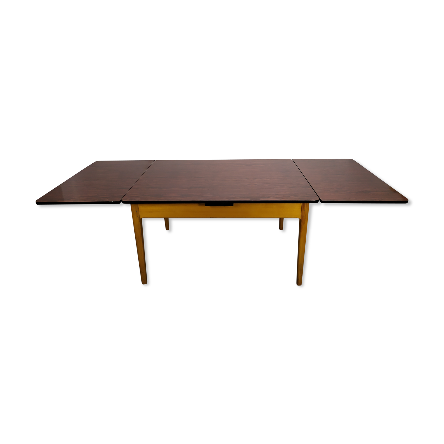 Rare Dining Table Farm Wood and formica Extendable for 10 people year 50 60