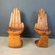 Pair of hand shaped teak chairs, 1970s